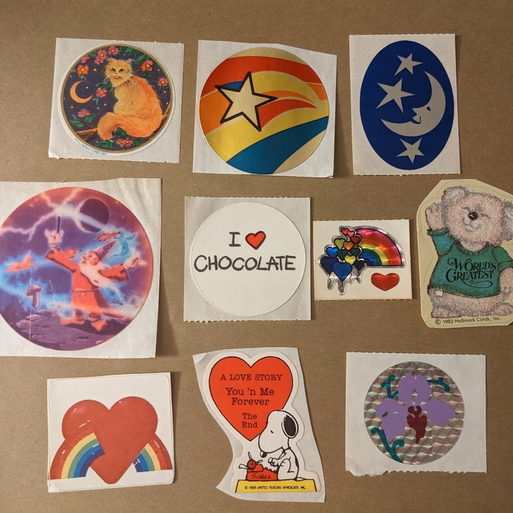 Vintage 80's Sticker Lot of 10 - Sandylion, Lisa Frank, Snoopy